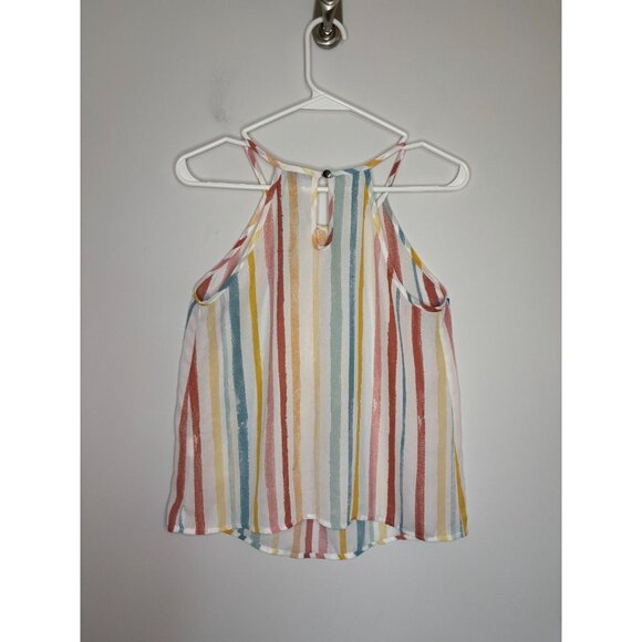 PAPERMOON Stitch Fix Halter Striped Womens XSP Tank Colorful Flowy Keyhole - Picture 2 of 7